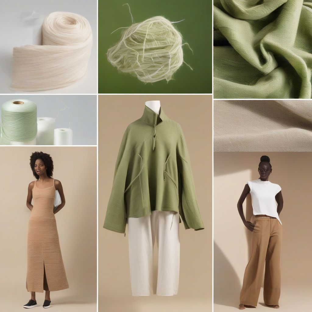 Eco-friendly fabrics: hemp, organic cotton, recycled plastic bottles