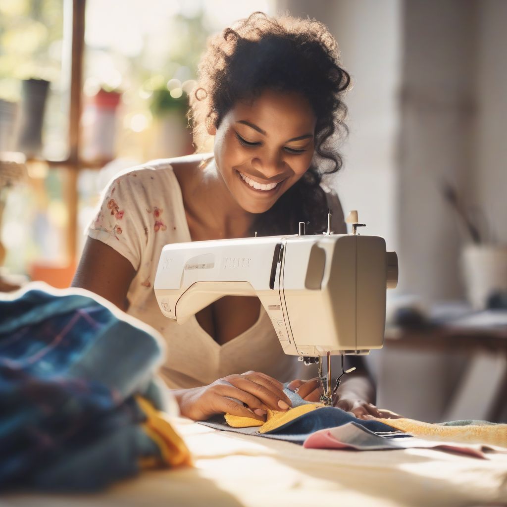 Woman Sewing Clothes